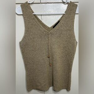 August Silk Knits Sleeveless Top in Beige - SIZE MEDIUM